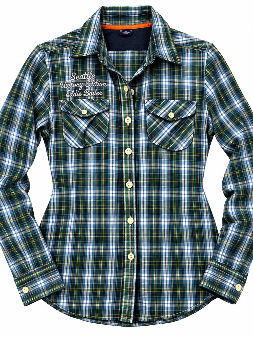 Eddie Bauer Kids' Green Plaid Button-Up Shirt